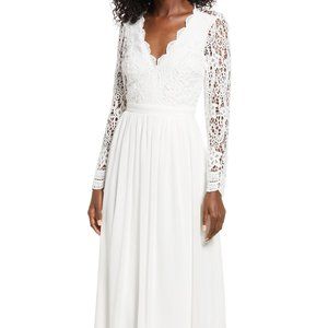Lulus Awaken My Love Lace Bodice Long Sleeve Gown